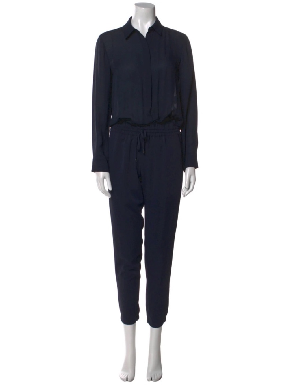 VINCE ELASTIC DRAWSTRING WAIST HEM BUTTON FRONT POCKET JUMPSUIT Size 2